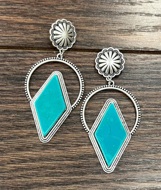 Earrings - Turquoise Diamond Dangles