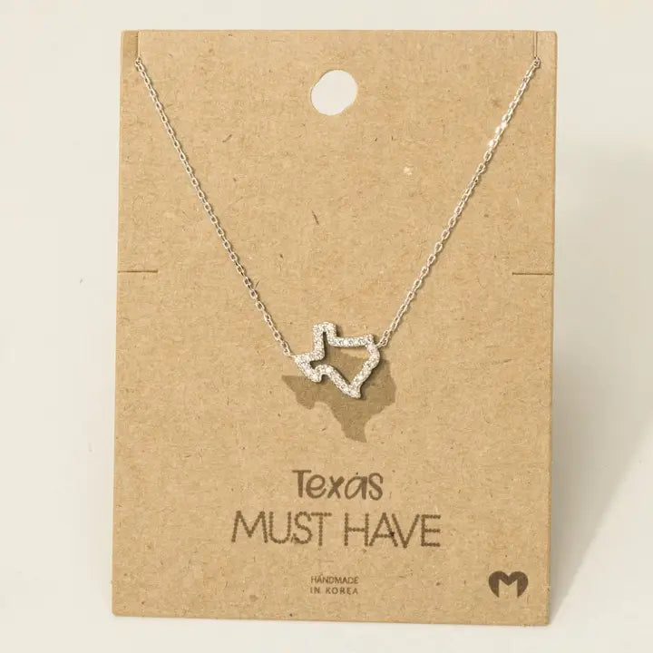 Jewelry | Necklace Sliver Rhinestone Trim Texas