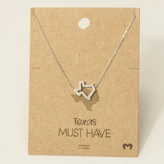 Jewelry | Necklace Sliver Rhinestone Trim Texas