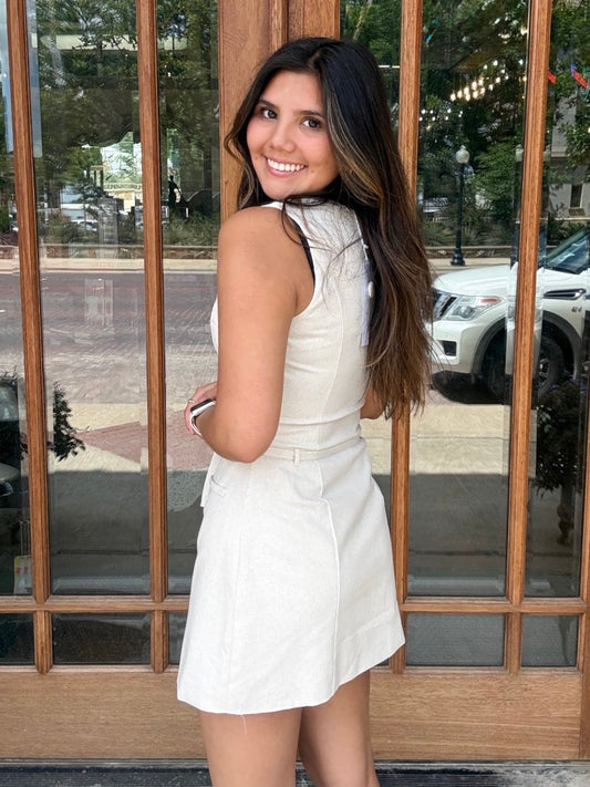 Dress - Linen Luxe Button Front Mini