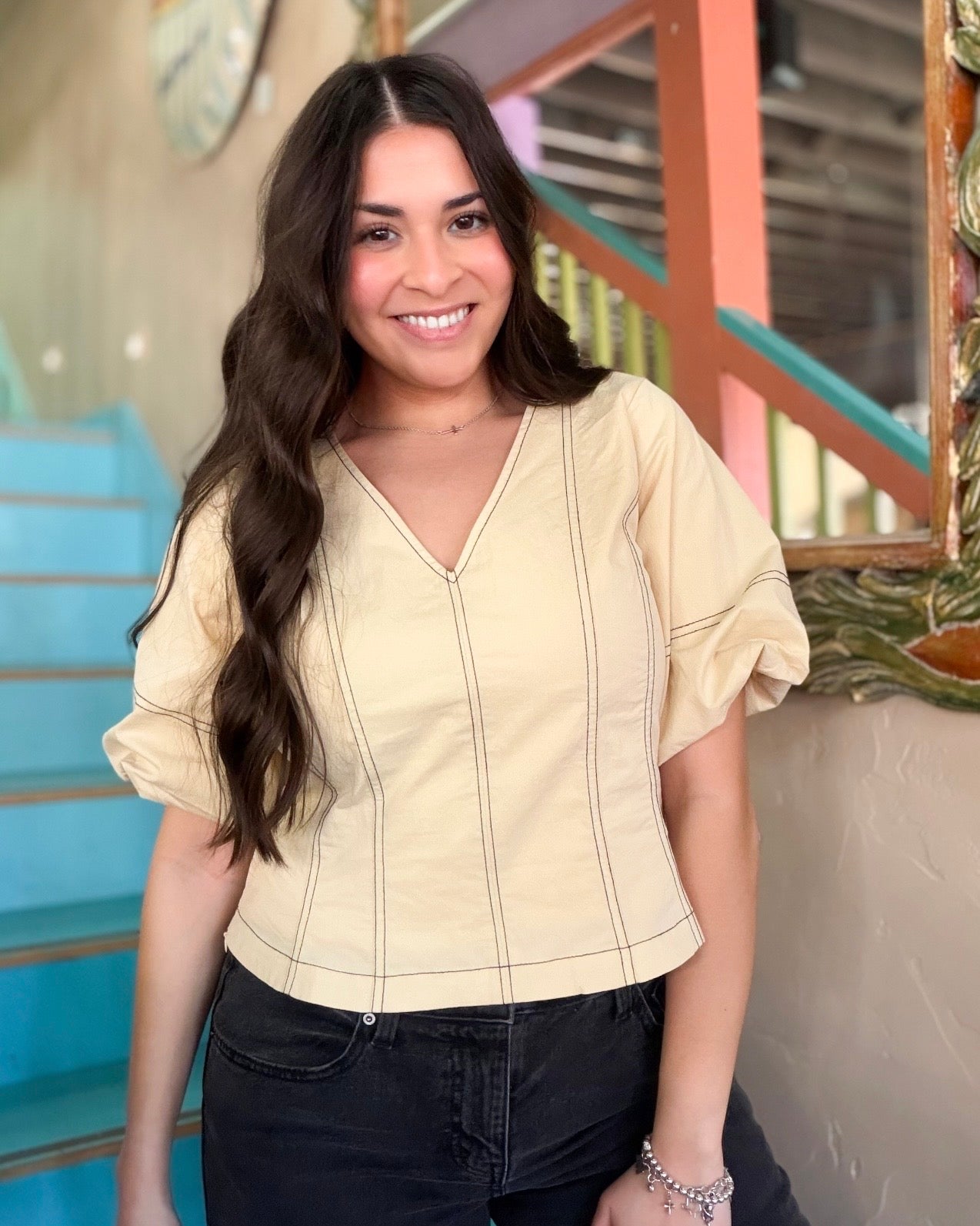 Butter Stitch Bubble Blouse