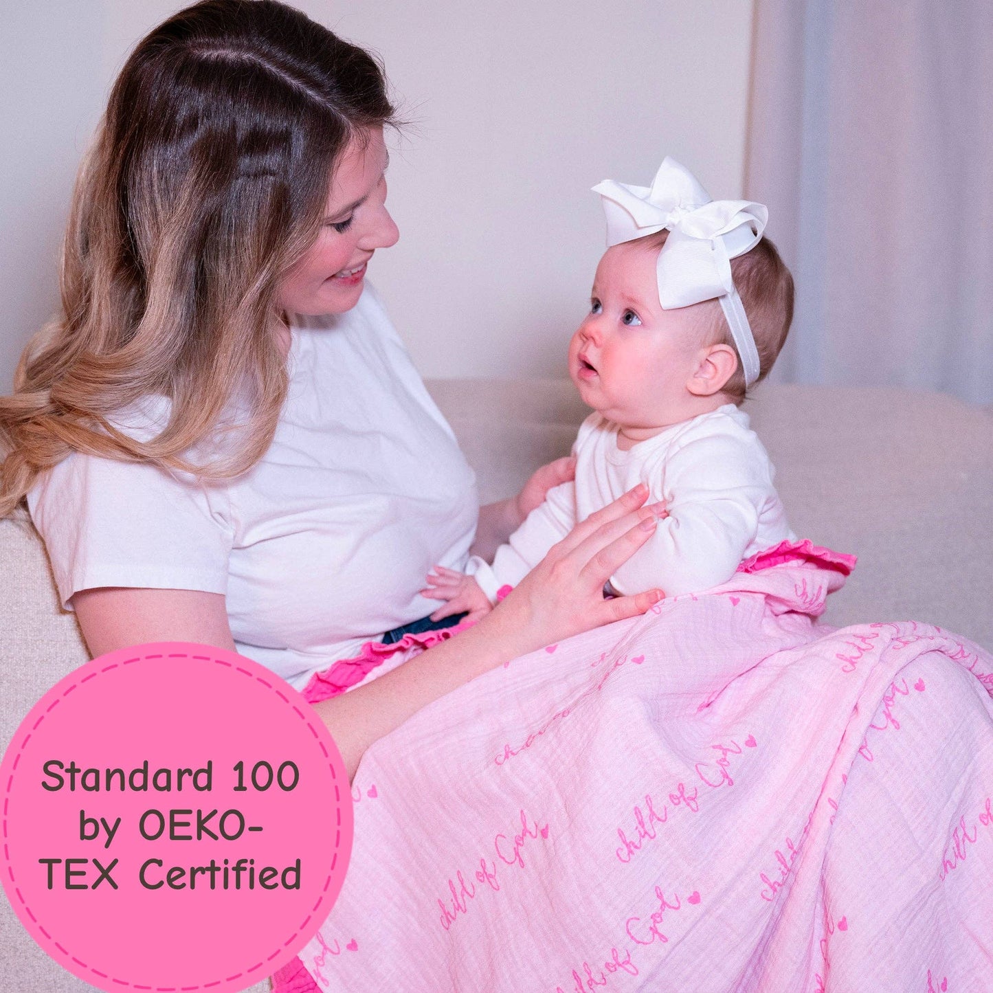 Blanket - Muslin Quilt Blanket Pink Child of God