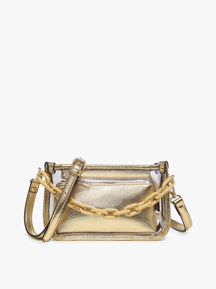 Taupe Jessica Clear Crossbody w/ Chain