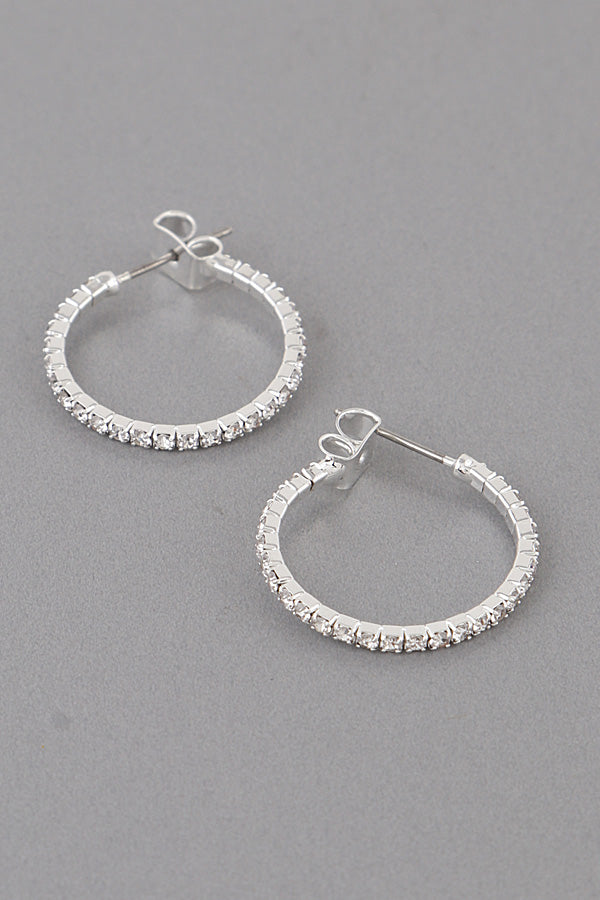 Jewelry | Earrings Silver Clear Rhinestone Hoops