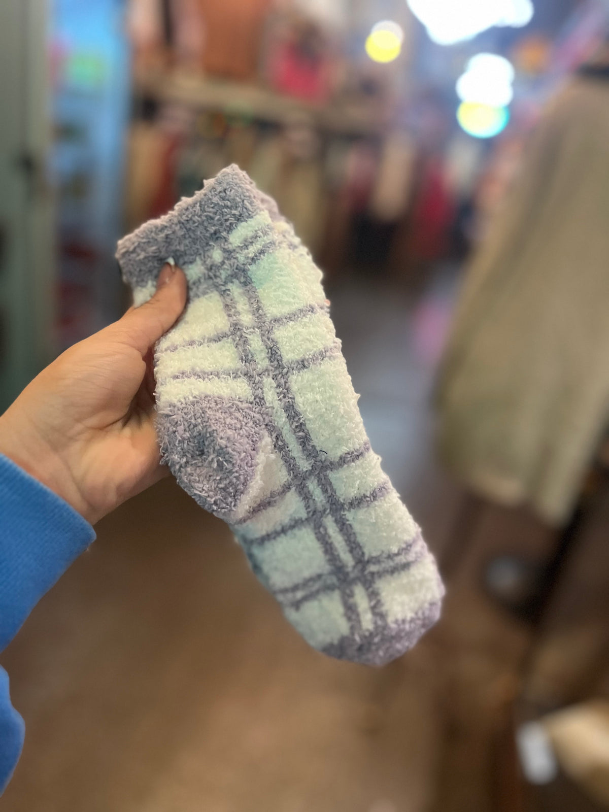 Socks | Plaid Fuzzy Fleece Socks