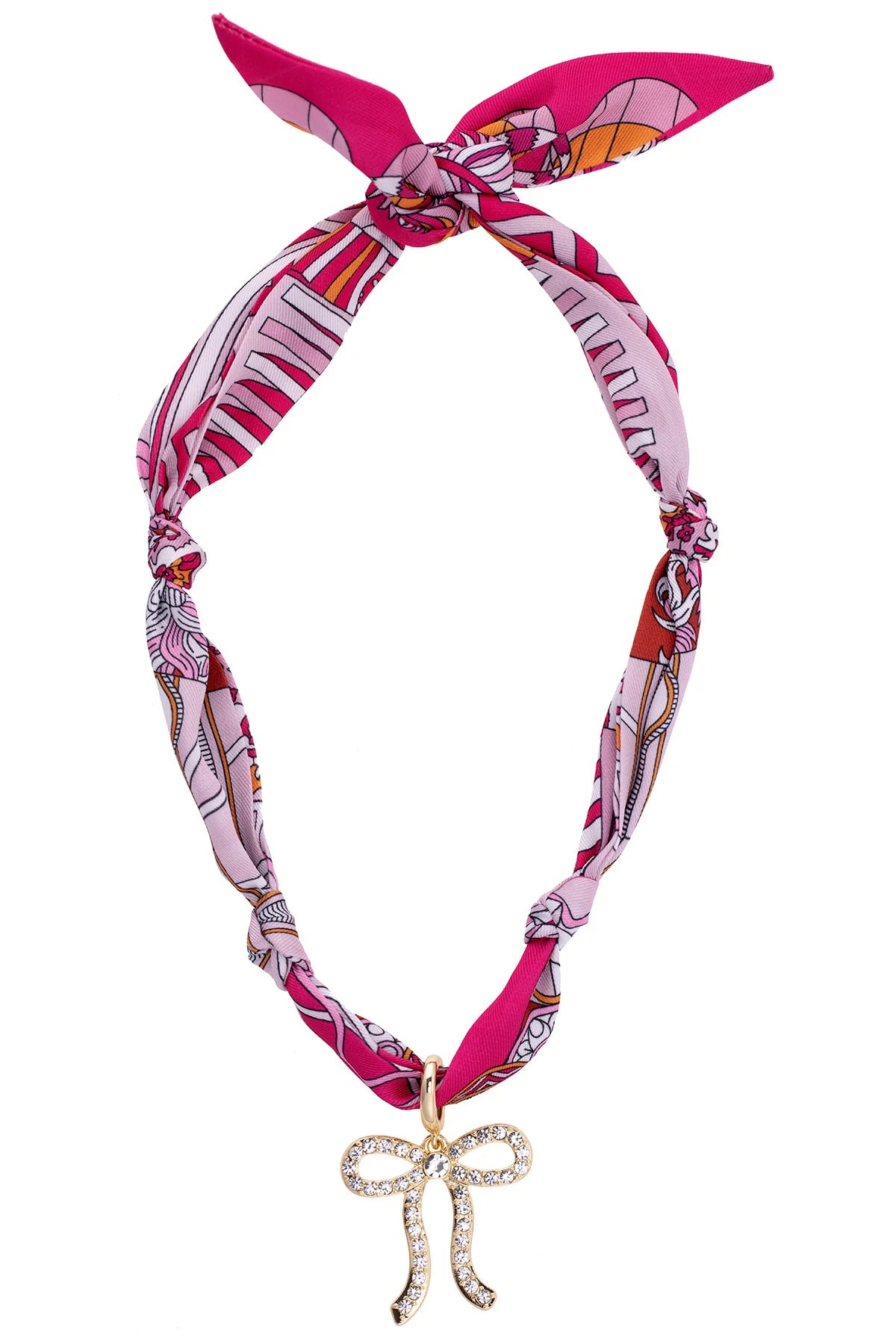 Jewelry | Necklace Fuchsia/Orange/White Cassie Pave Bow Scarf