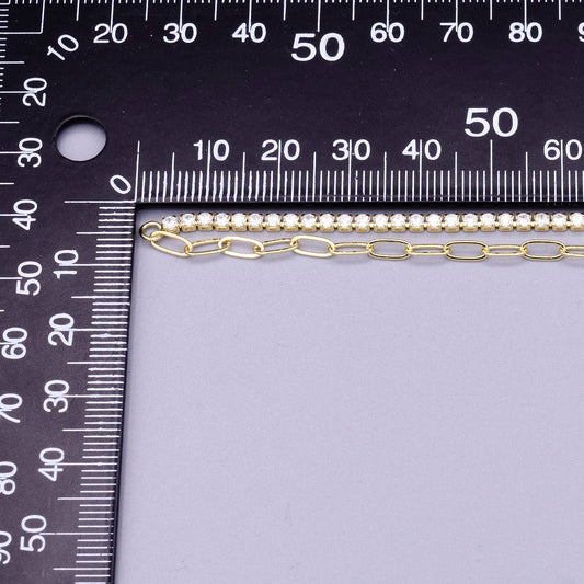 Jewelry | Bracelet 7" Gold Filled 2mm Half Tennis Half Paperclip Chain