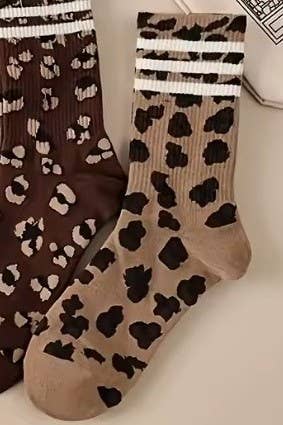 Animal Leopard Half Crew Socks