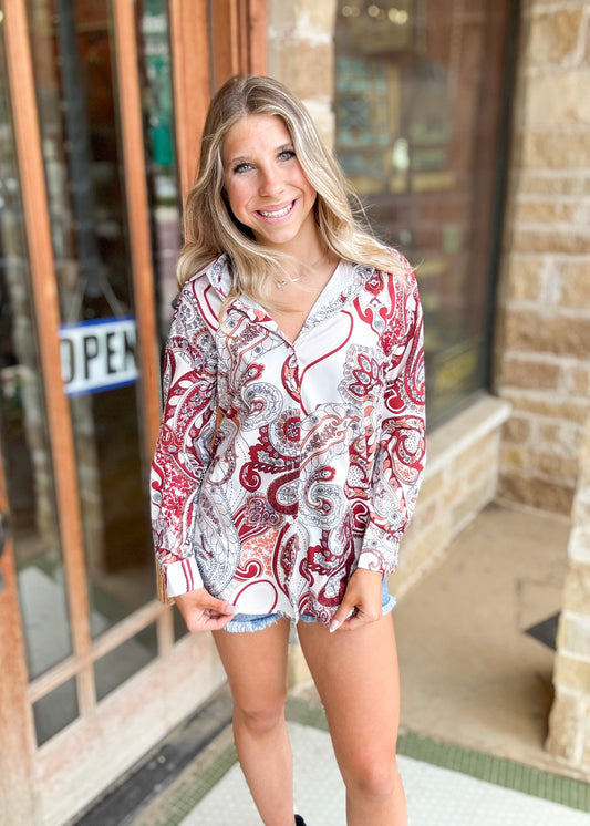 Tops | Blouse Floral Print Lantern Sleeve Button Front