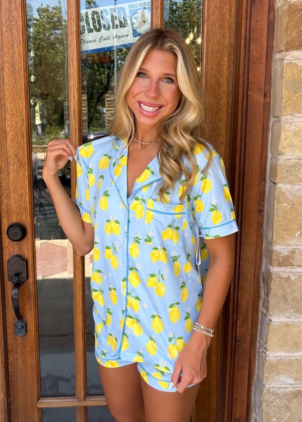 Pajama Set - Zesty Lemon Blue