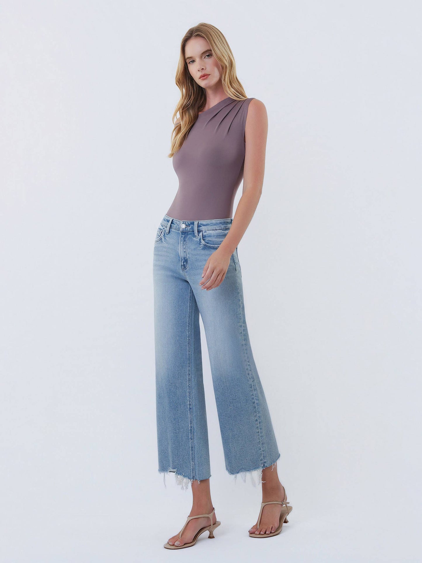 Jeans - High Rise Distressed Wide Leg