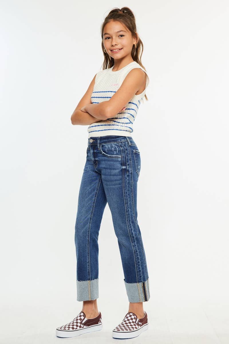 Girls | KanCan Jeans Youth Mid Rise Crop Striaght