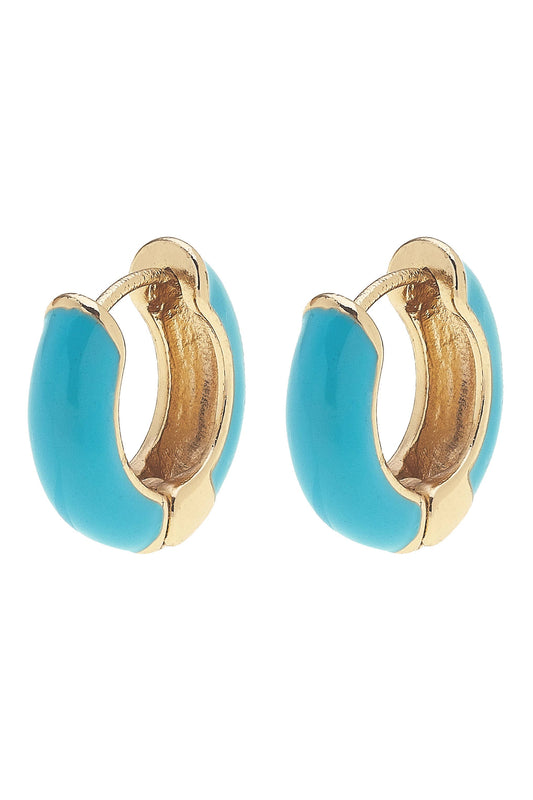Earrings - Cici Hinged Enamel Huggie Hoop