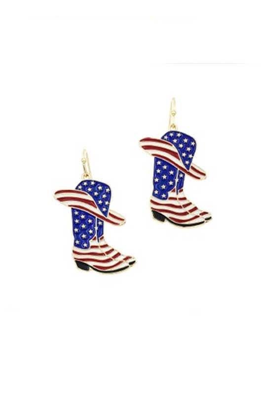 Earrings | American Flag Cowboy Boots Earrings