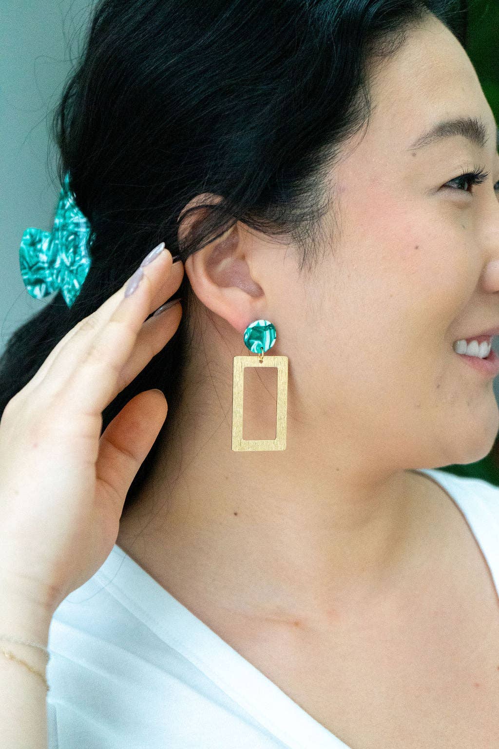 Jewelry | Earrings Sea Green Hypoallergenic Gold Plate Post