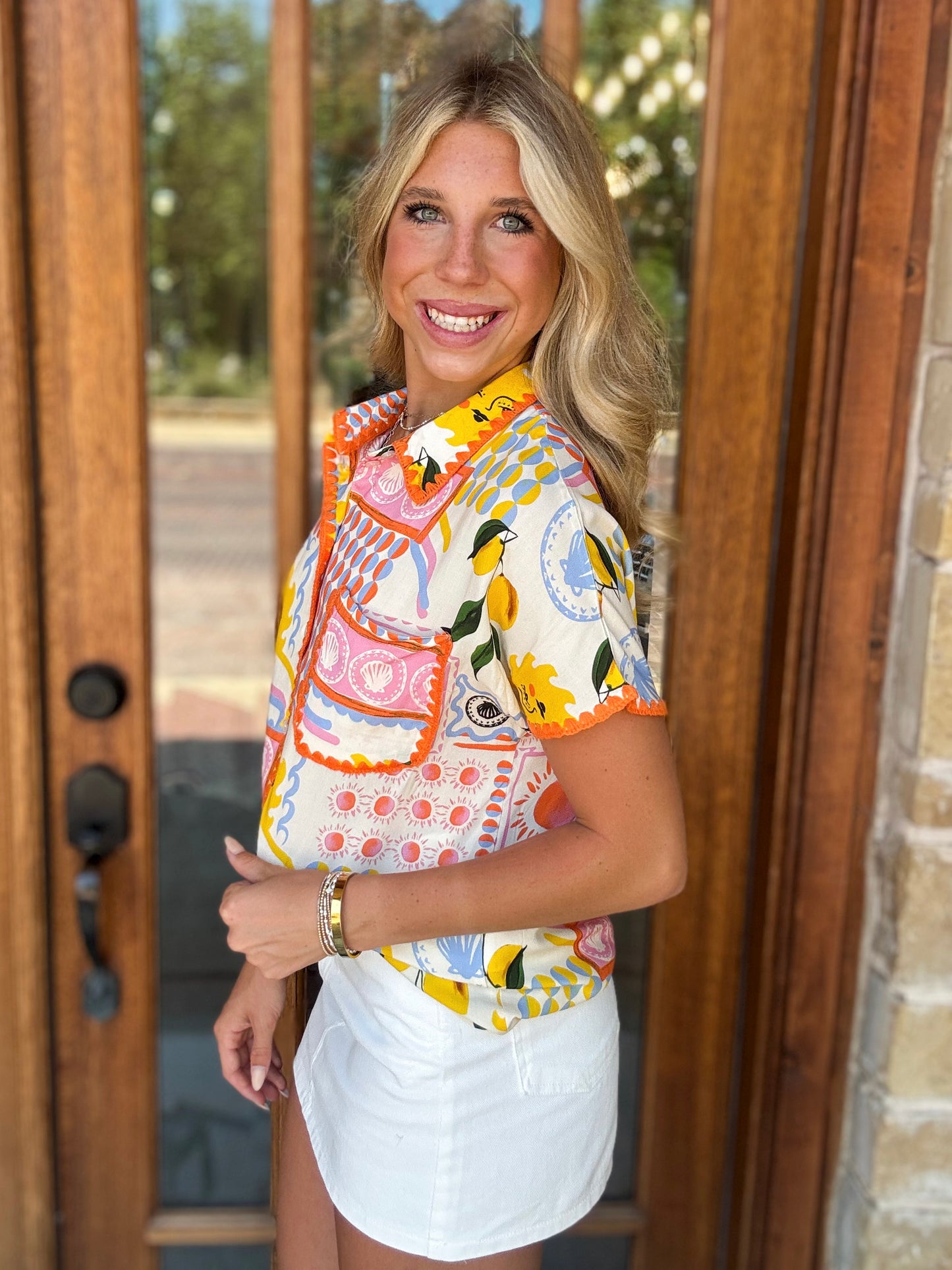 Top - Graphic Button Down