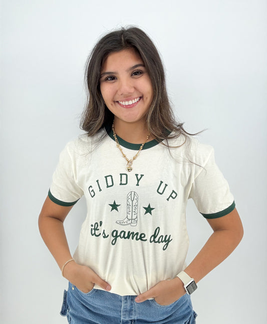Tops | Tee Green Giddy Up, Its Gameday