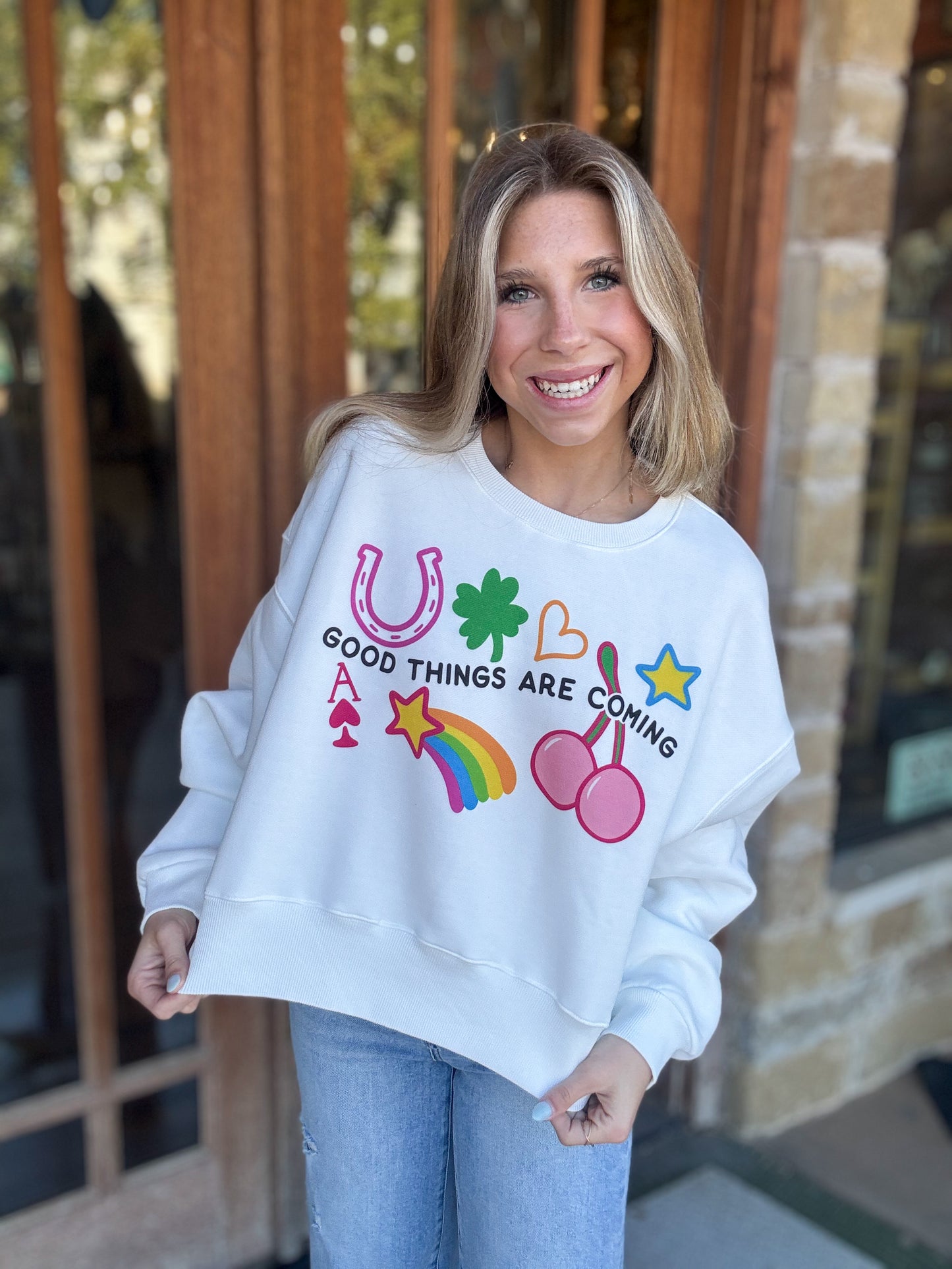 Tops | Sweatshirt Good Things Are Coming Crop