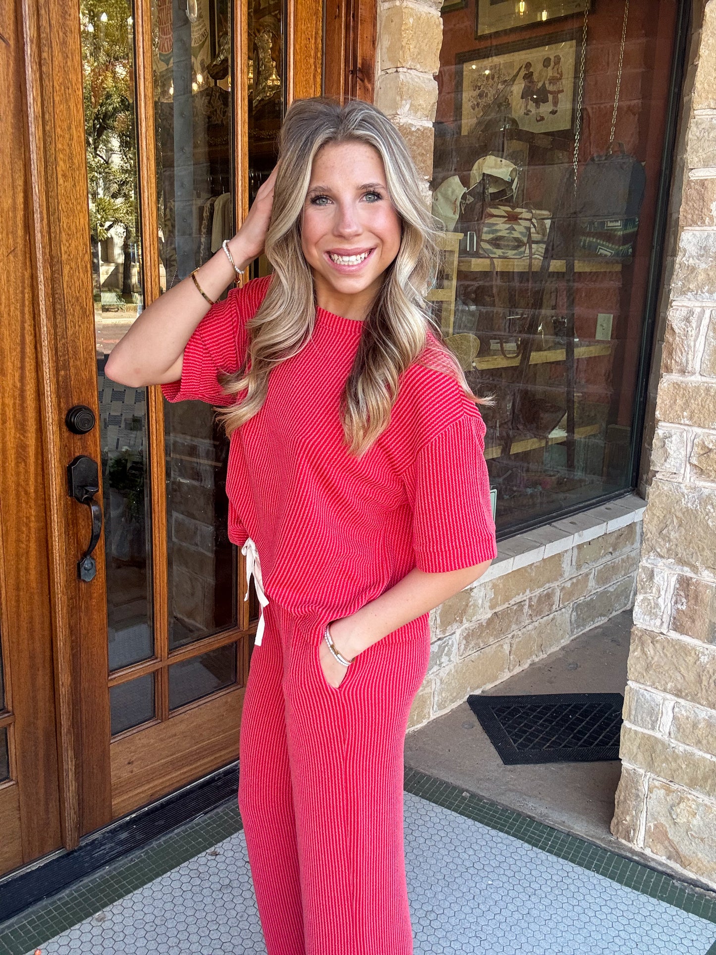 Sets | Ruby Raised Rib Short Sleeve Tee & Pants