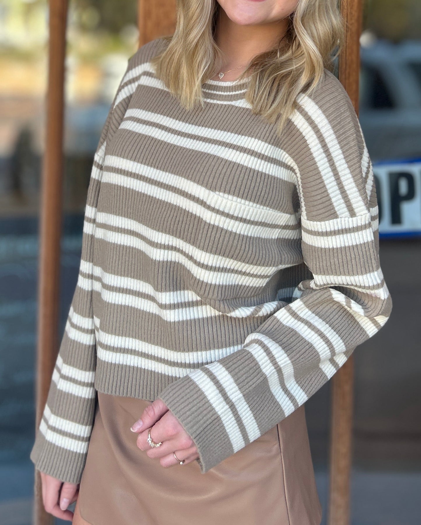 Tops | Sweater Mocha Knit Striped