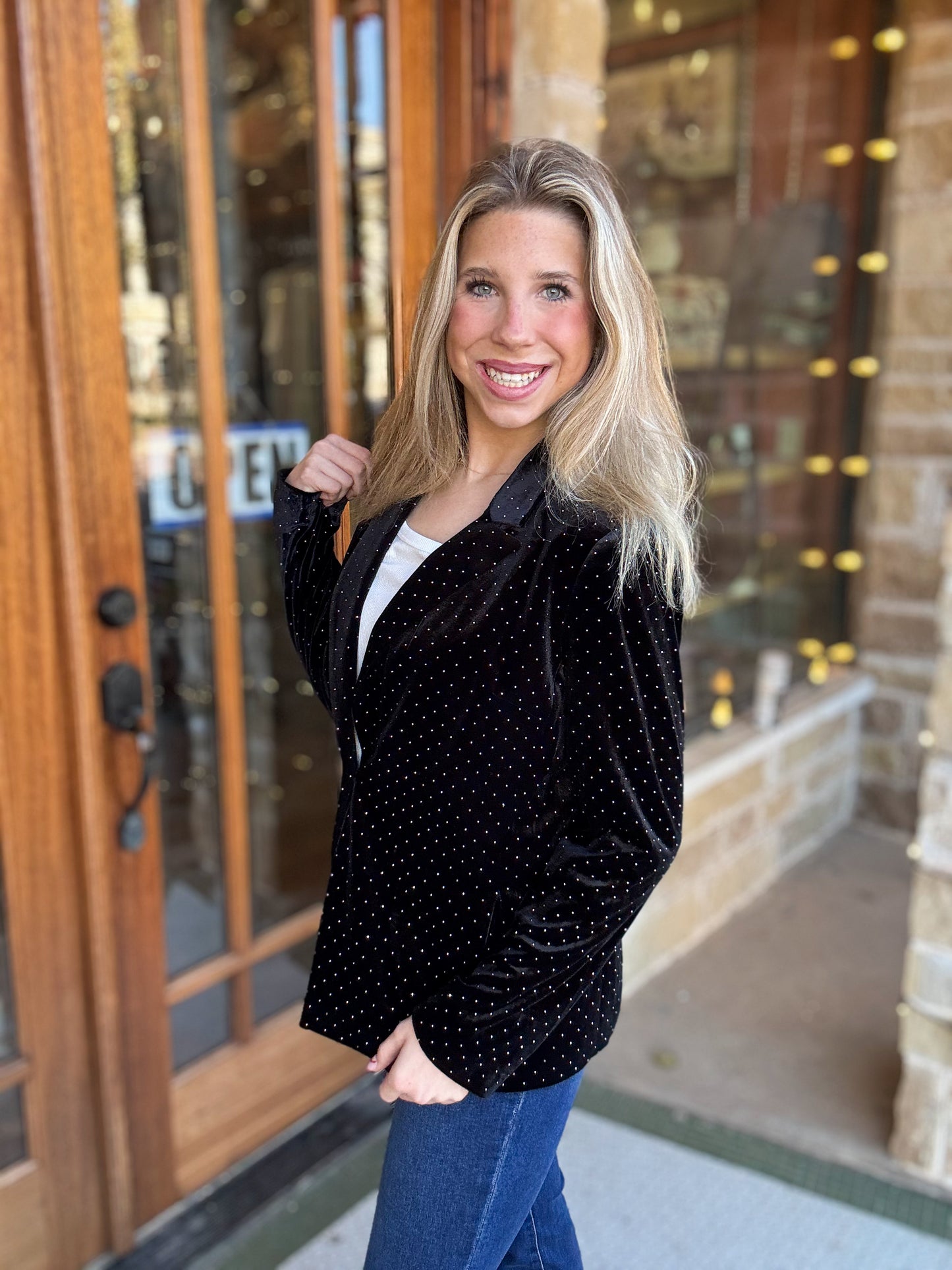 Blazer Velvet Embellished