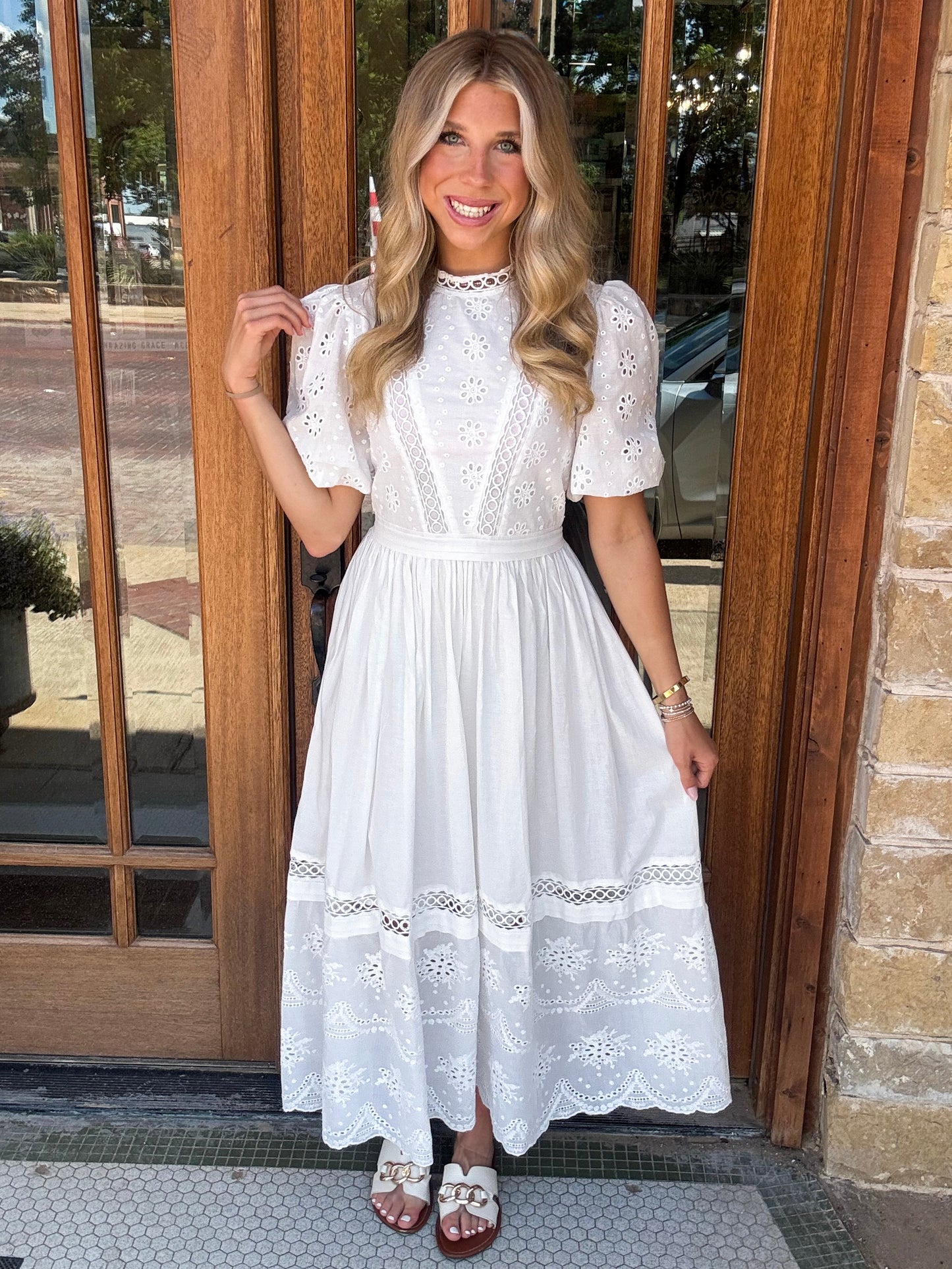 Dress - Lace Trimmed Mock Neck