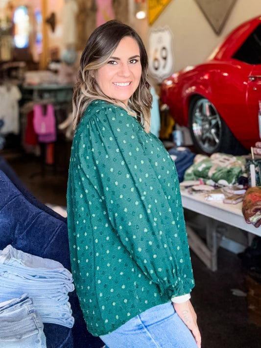 Blouse - Swiss Dot Smocked