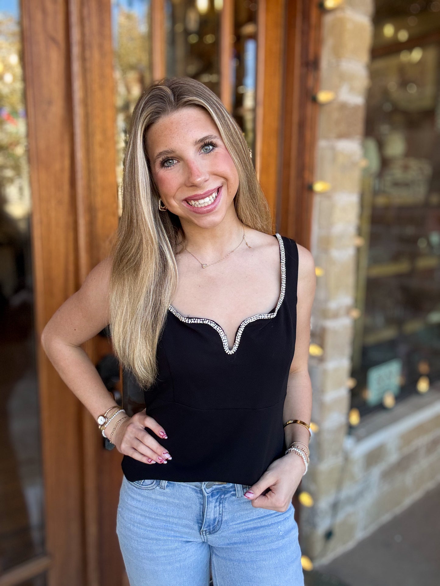 Cami Embellished Trim Sweetheart