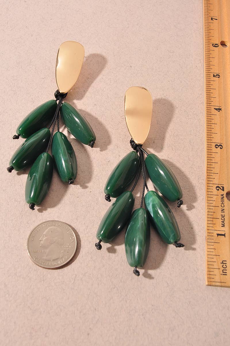 Dangle Earrings - Resin Olive Bead Cluster