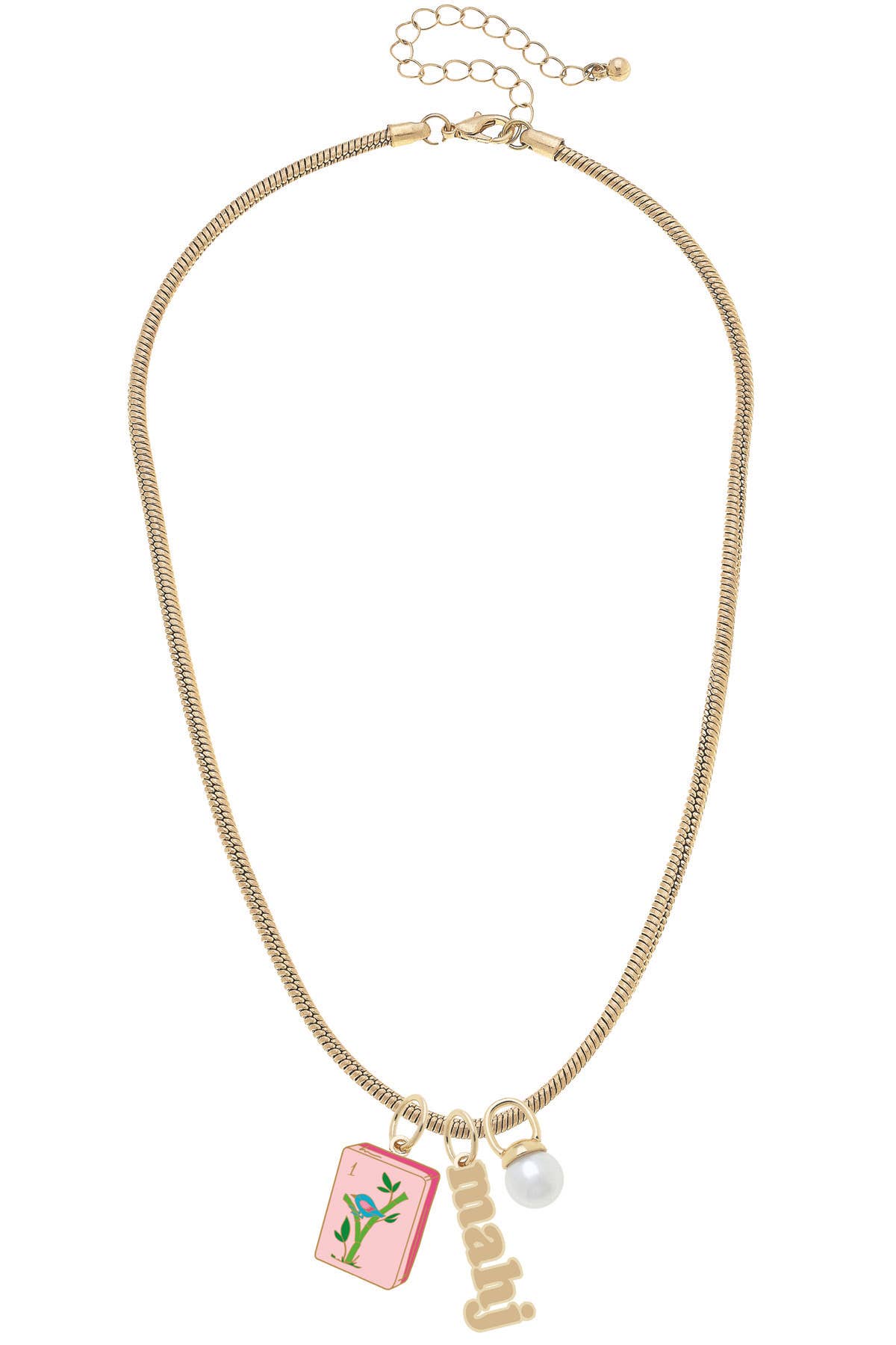 Necklace - Mahjong Charm in Shiny Gold