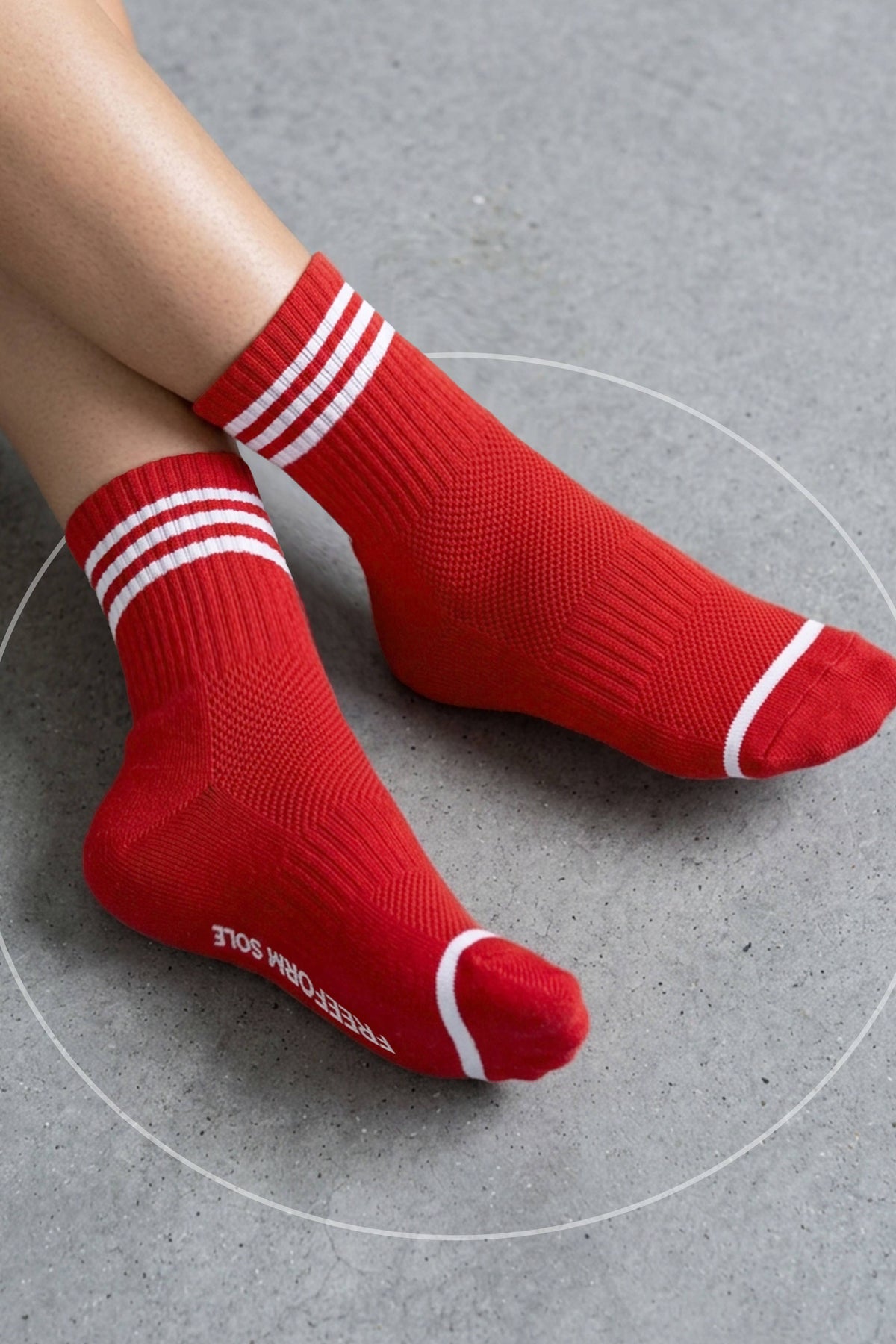 Socks - Red Triple Ring Crew