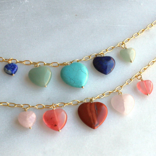 Jewelry | Necklace Sierra Stone Heart Multi Charm: Blue / 19 inch