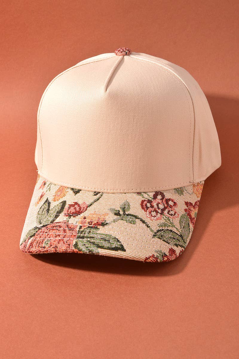 Hat - Floral Print Brim