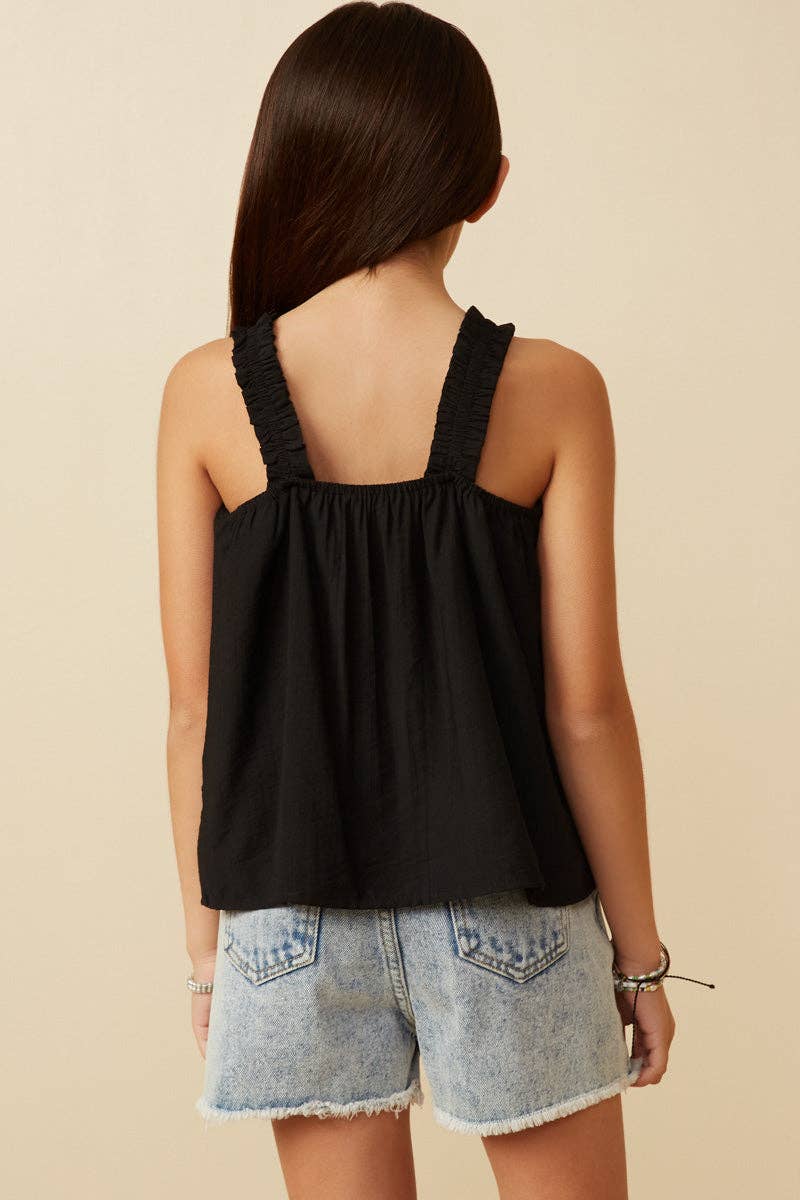 Tank - Girls Button Detail Ruffle Strap