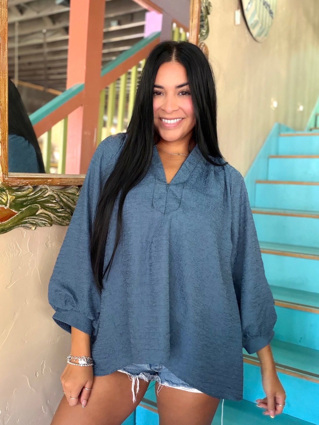 Blouse - Textured Slate Breeze