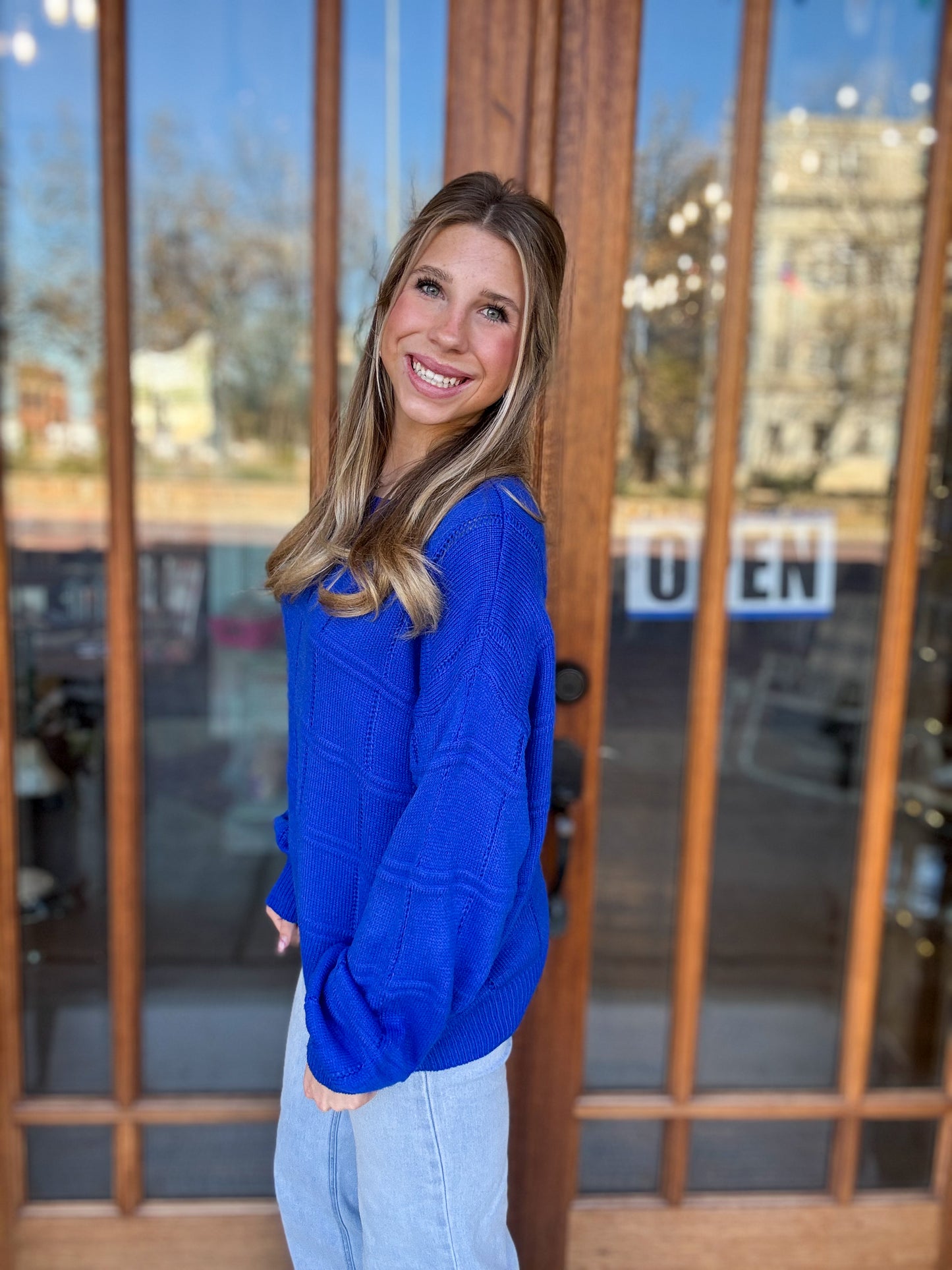 Crew Neck Blue Sweater