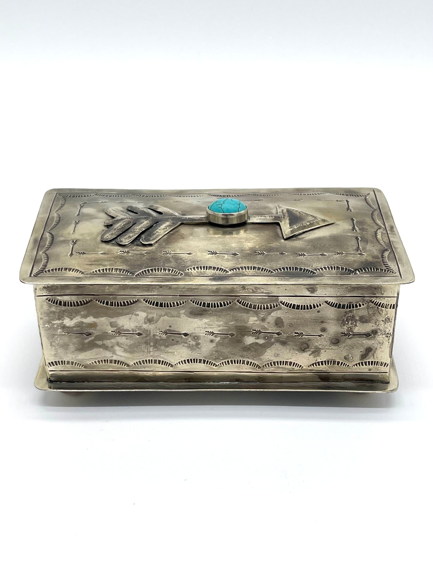 Jewelry Storage | Silver Box Arrow & Turquoise