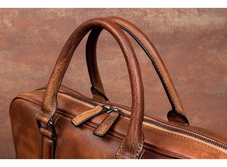 Full Grain Leather Briefcase-Laptop Shoulder Bag