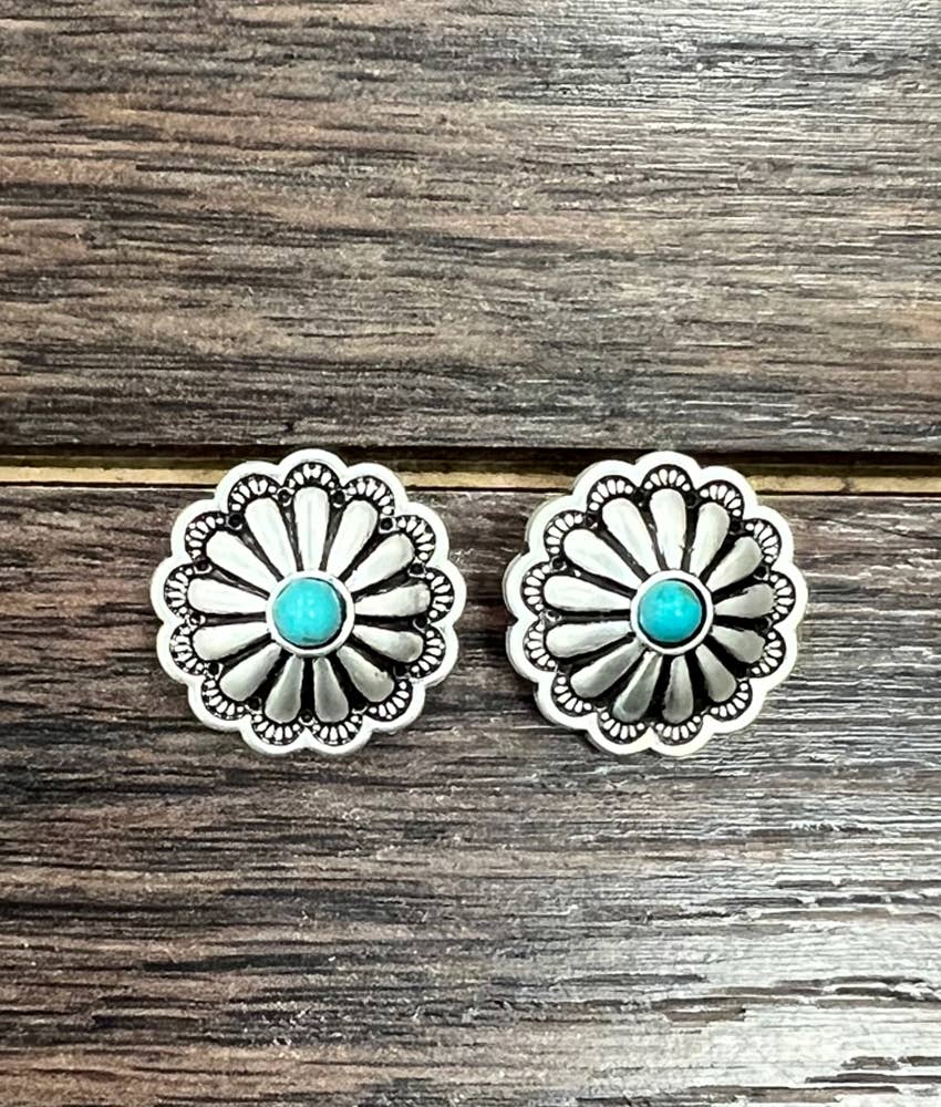 Earrings - Concho Turquoise Stud