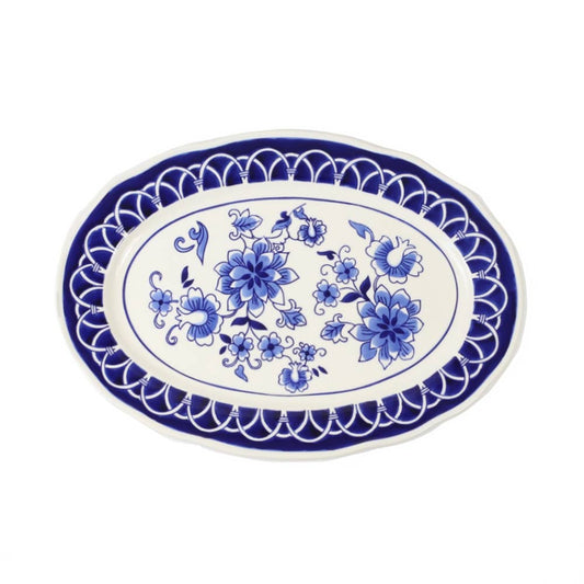 Housewares | Blue Garden Platter 18"
