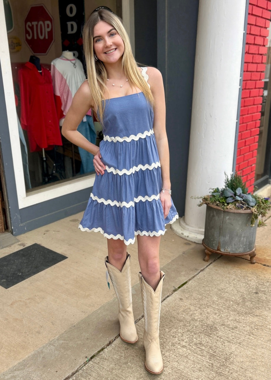 Dress | Blue Contrast Mini Dress