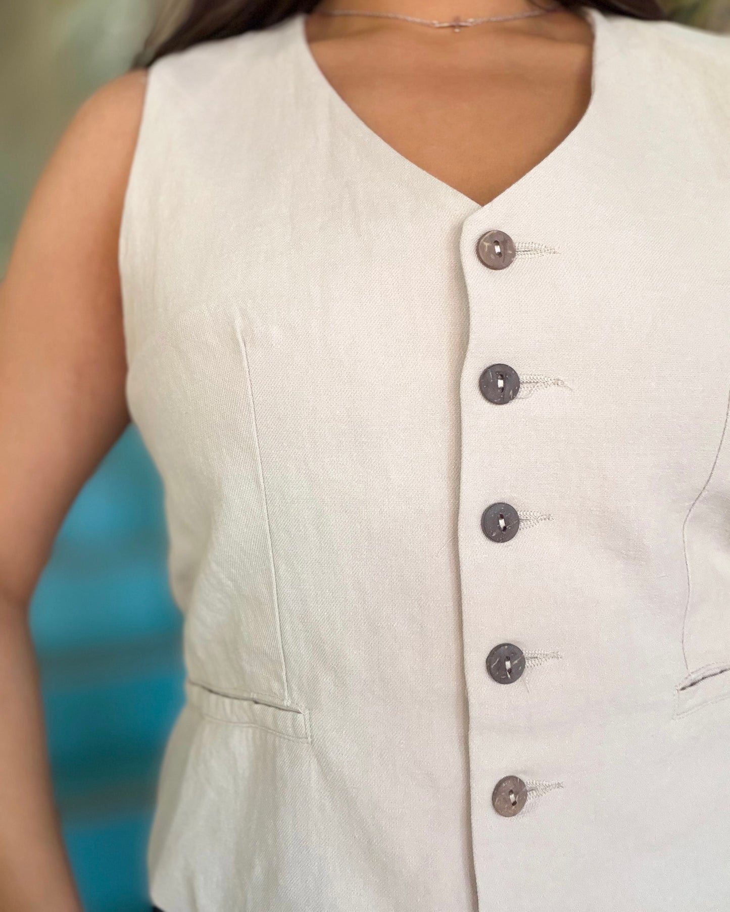Linen Blend Vest Top