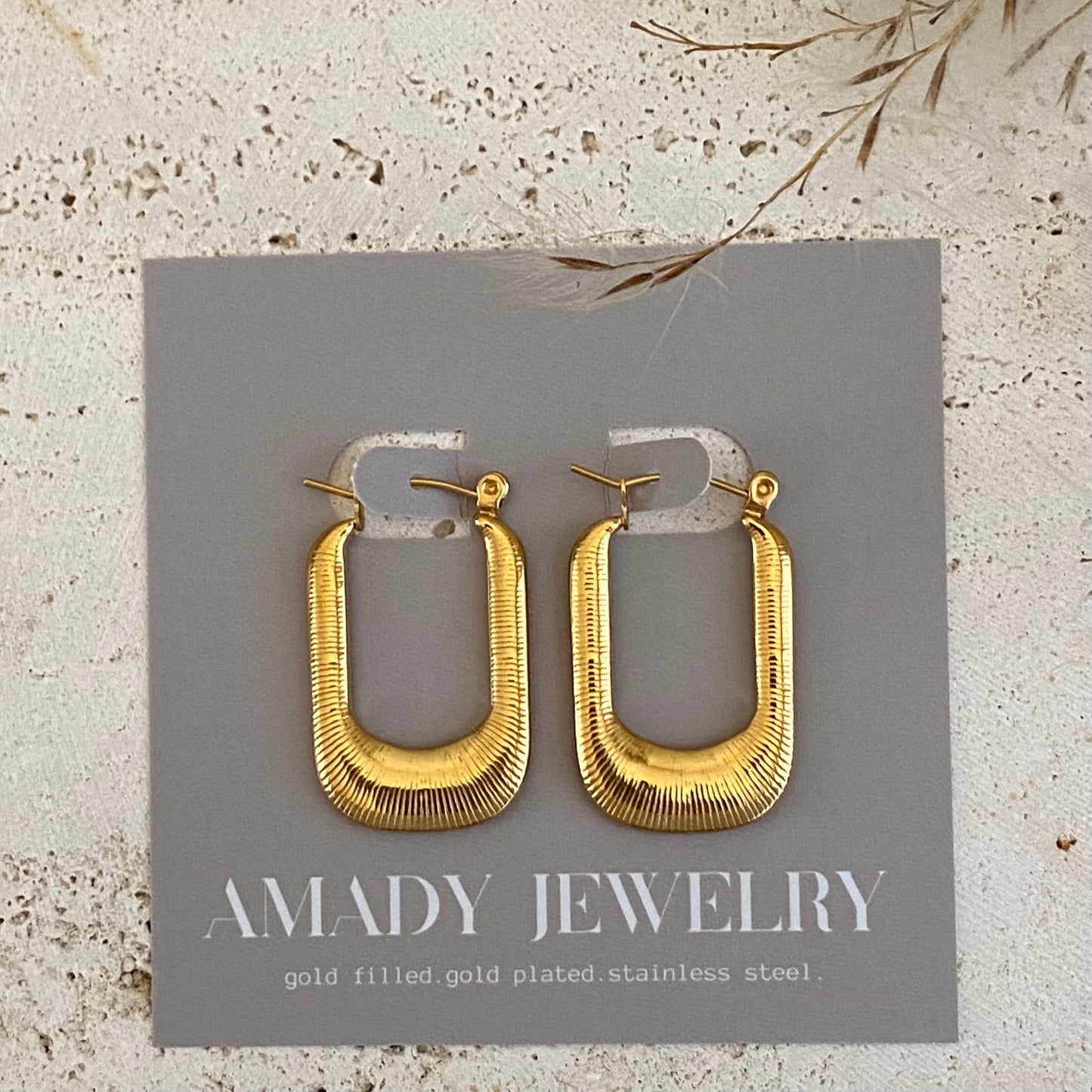 Earrings - Textured Long Hoop