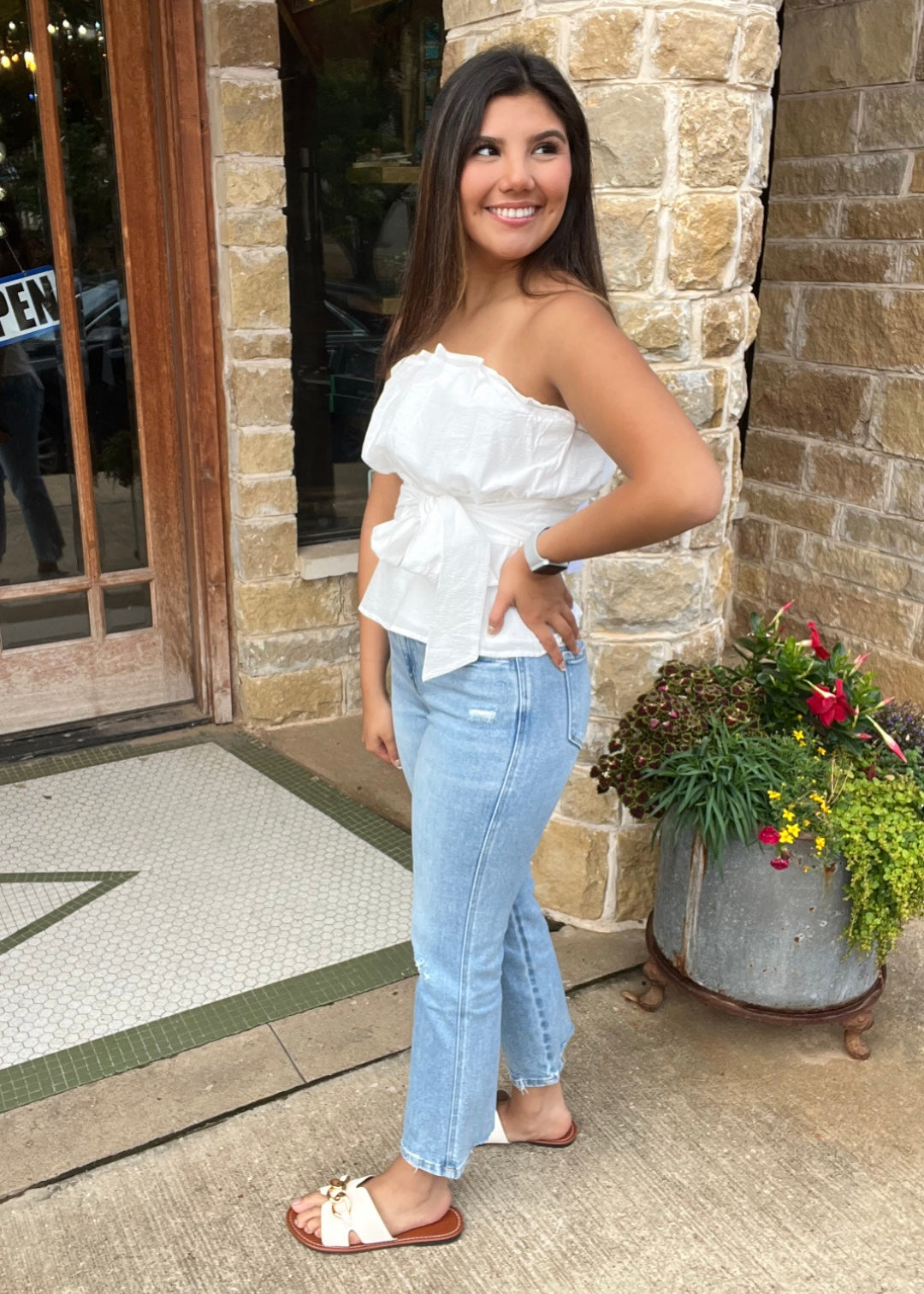 Bottoms | Flying Monkey Jeans High Rise Distressed Hem Crop Straight