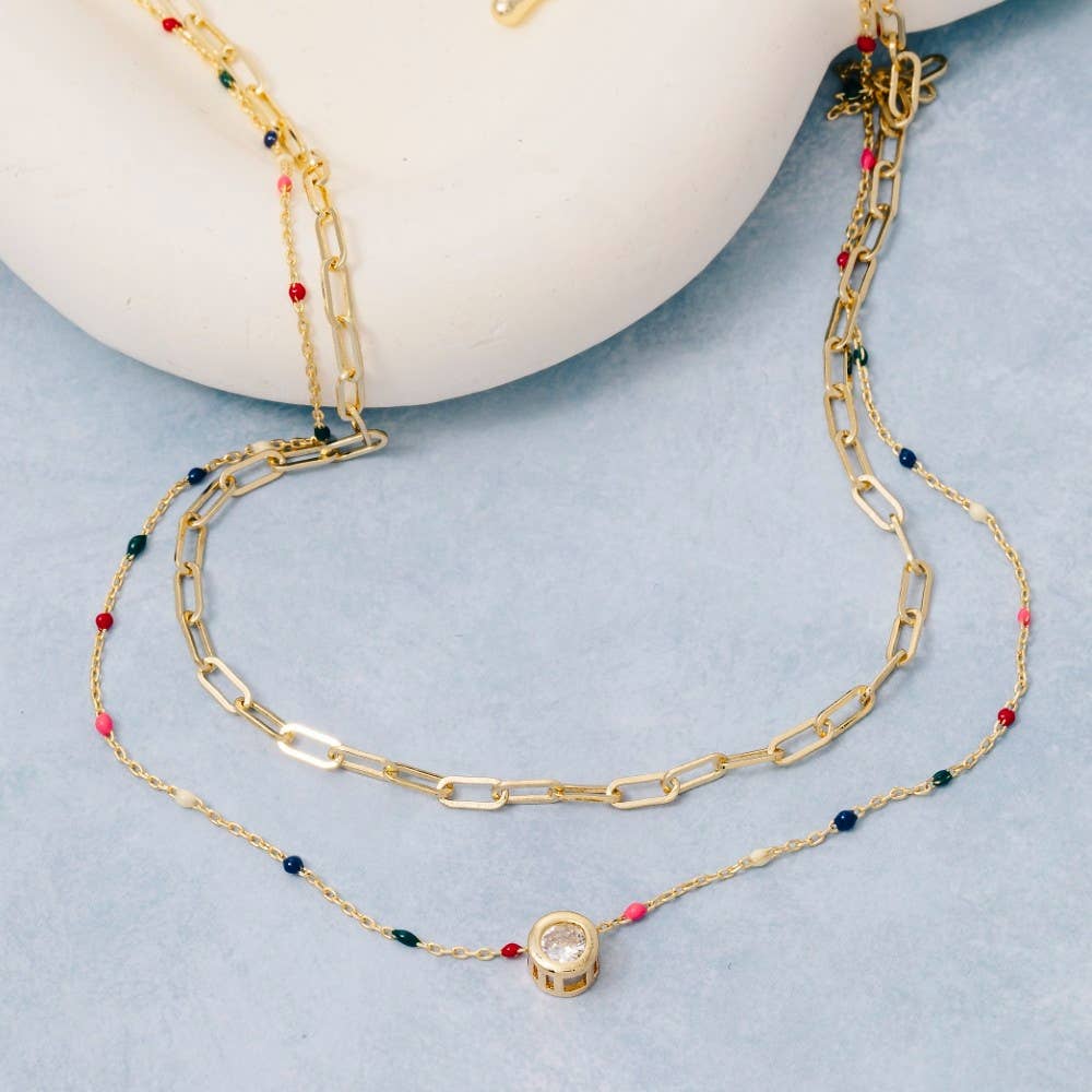 Gold Dipped Multi Pendant Layered Necklace