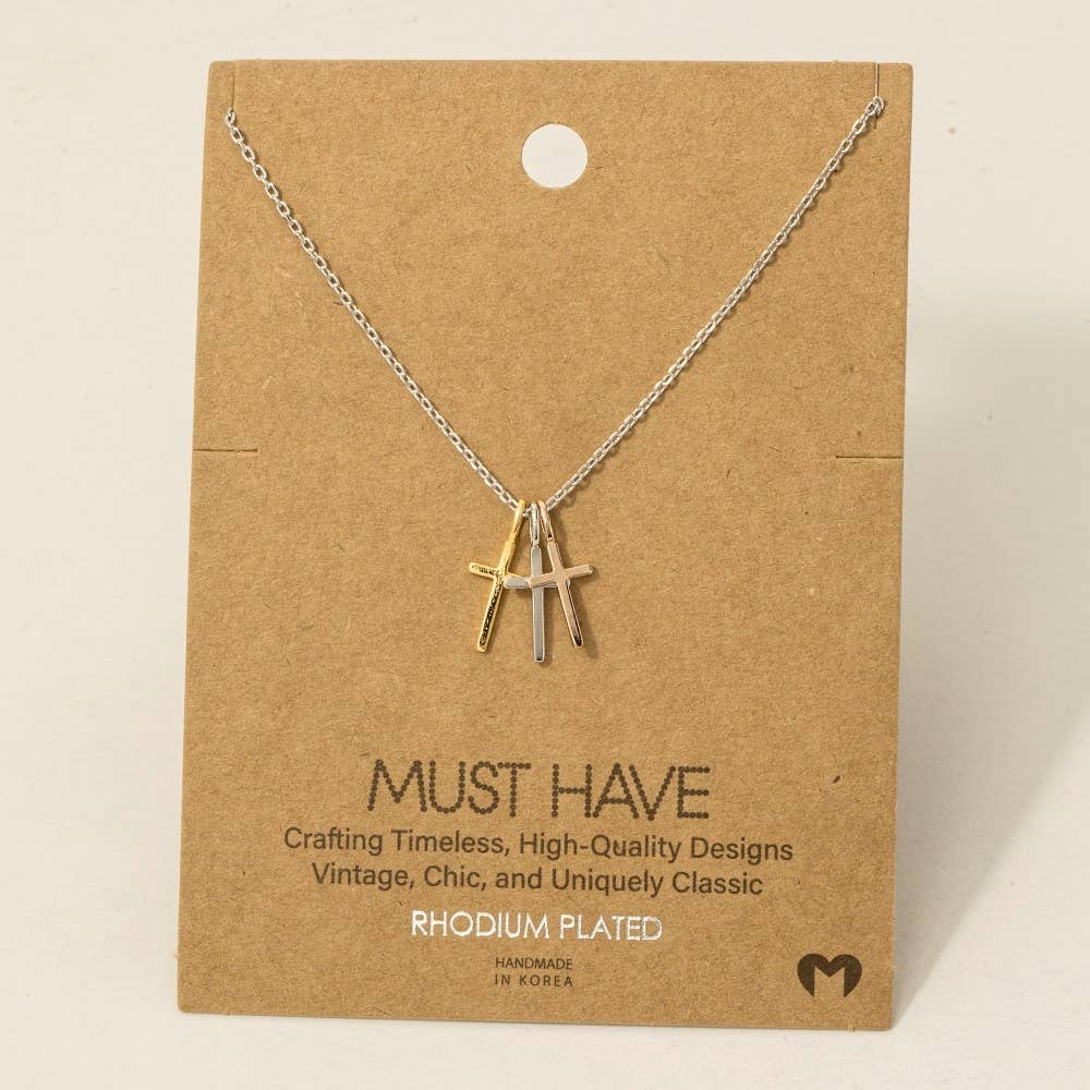 Triple Cross Pendant Necklace