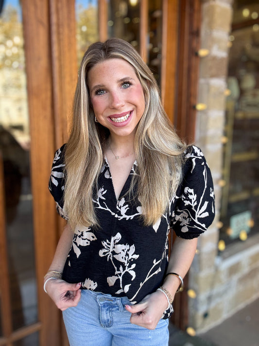 THML Chenille Puff Blouse