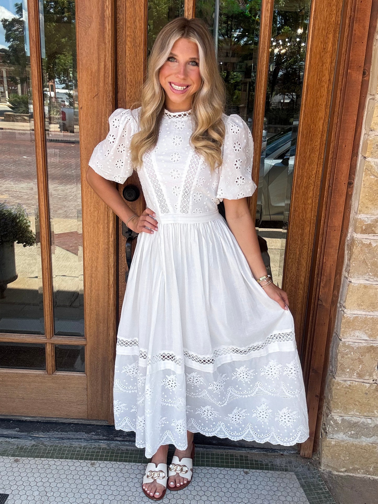 Dress - Lace Trimmed Mock Neck