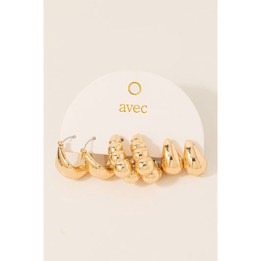 Gold Assorted Hoop Earrings Set