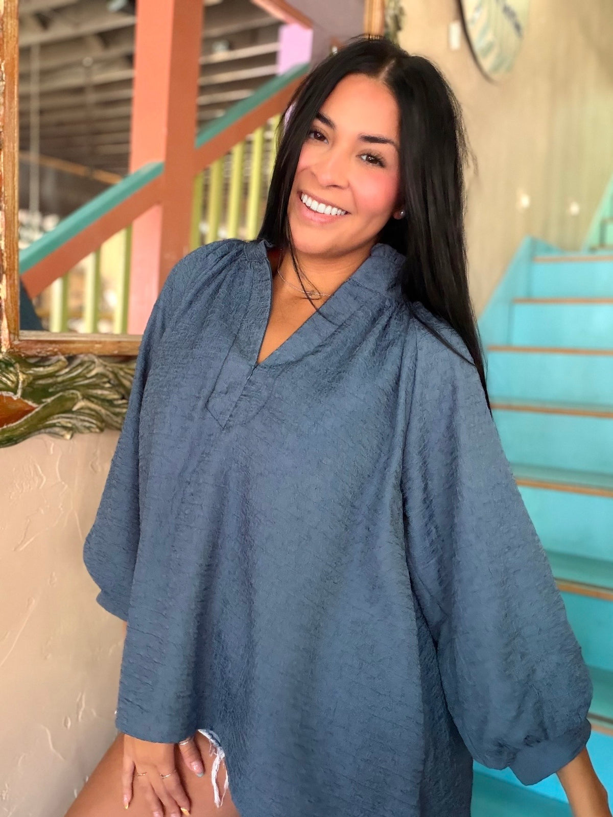Blouse - Textured Slate Breeze